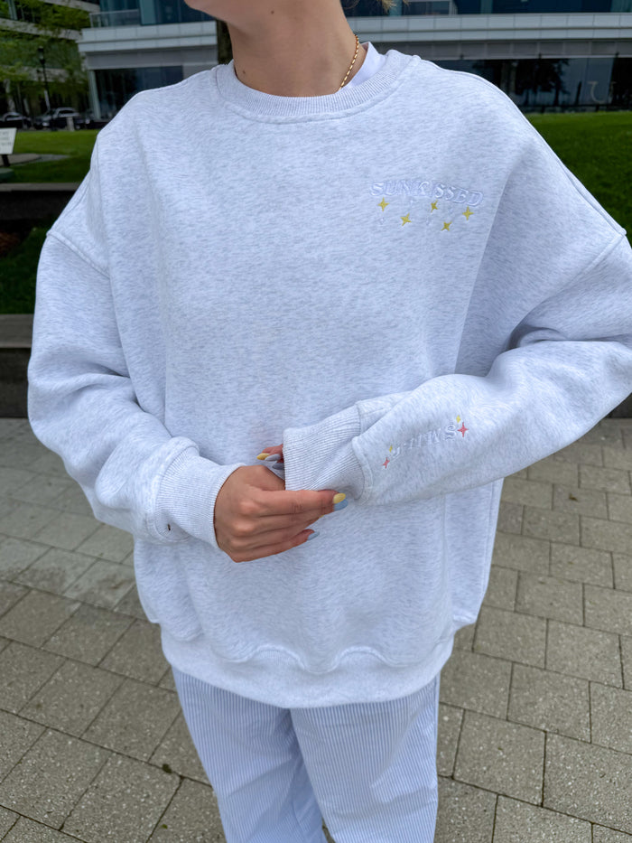 Pearl Grey Embroider Van Star Sweatshirt