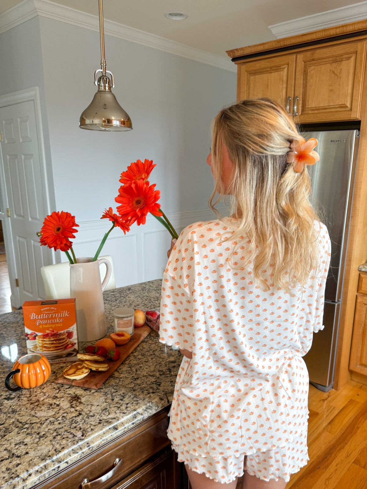Pumpkin Fall Autumn Short Sleeve Pajama Top