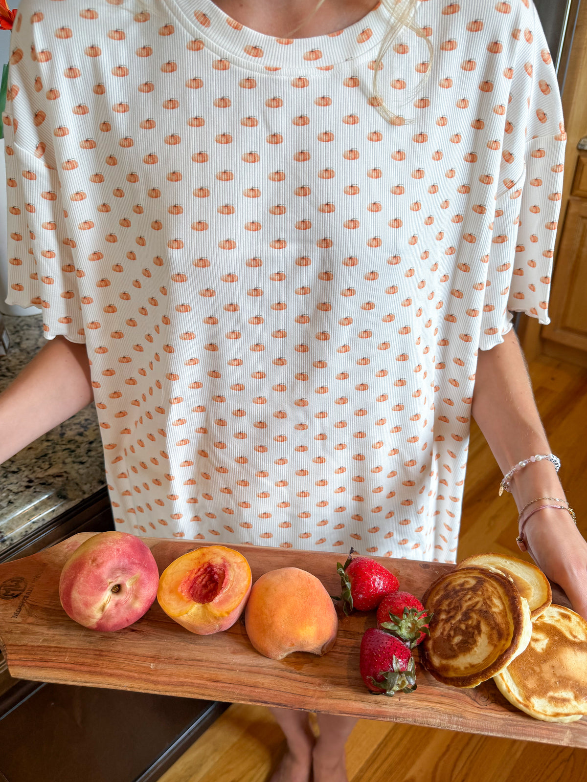Pumpkin Fall Autumn Short Sleeve Pajama Top