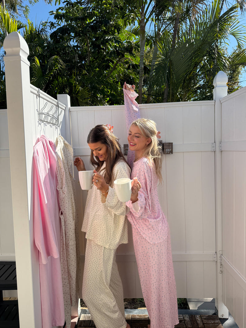Light Pink Ditsy Floral Long Sleeve Pajama Top