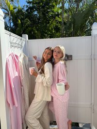 Light Pink Ditsy Blue Floral Pajama Pants