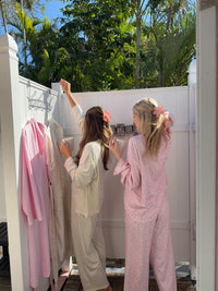 Light Pink Ditsy Blue Floral Pajama Pants