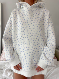 White Lilo Blue Floral Hoodie