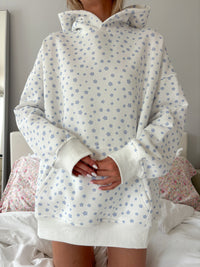 White Lilo Blue Floral Hoodie