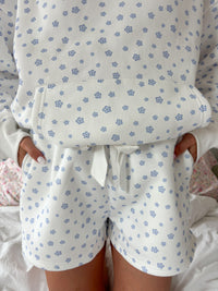 White Lilo Blue Floral Shorts