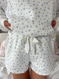 White Lilo Blue Floral Shorts