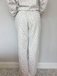 White Lilo Blue Floral Joggers