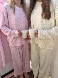 Light Pink Ditsy Blue Floral Pajama Pants