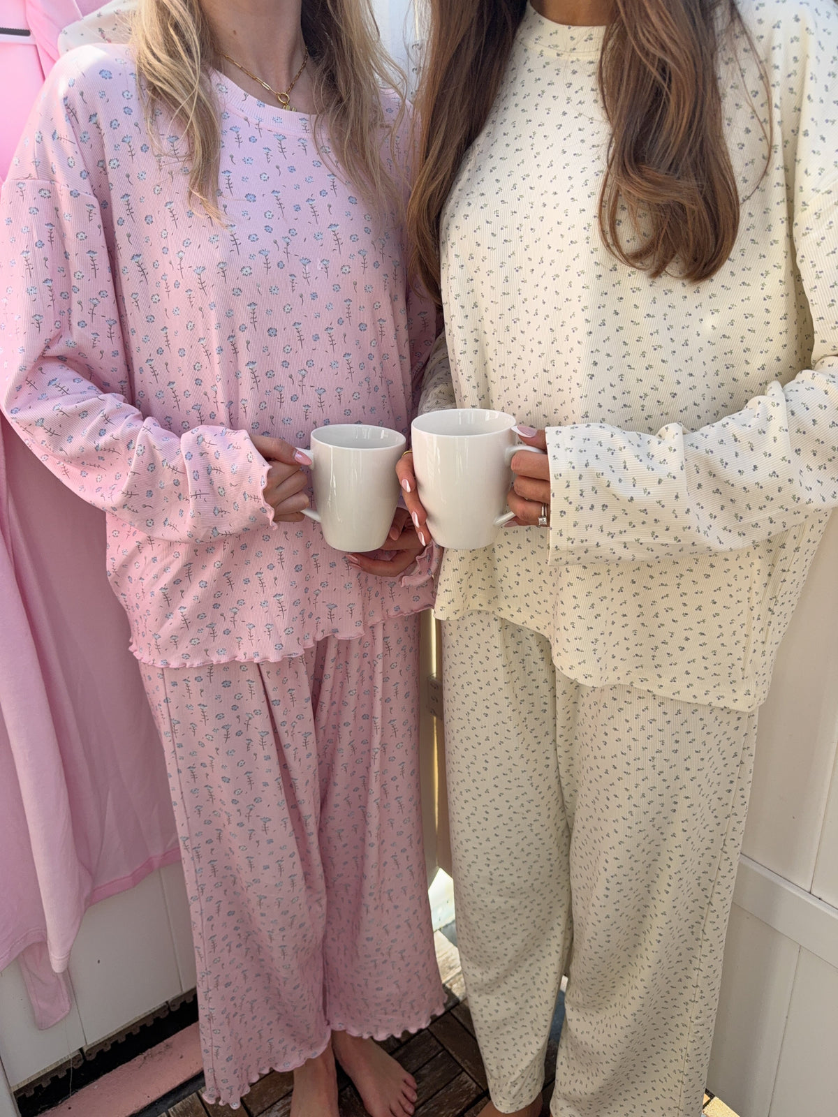 Light Pink Ditsy Floral Long Sleeve Pajama Top