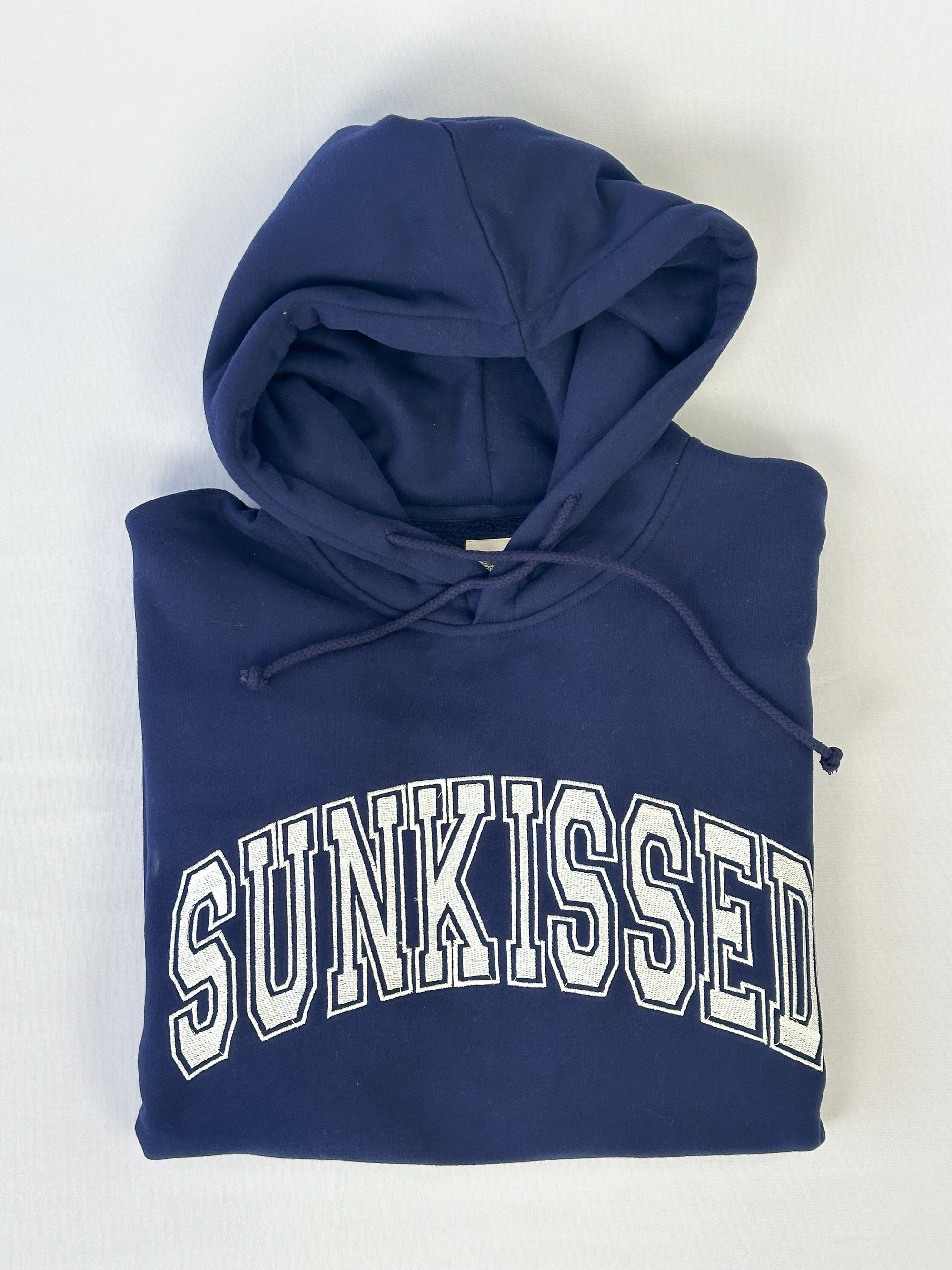 Navy Blue Sunkissed Varsity Embroider Hoodie