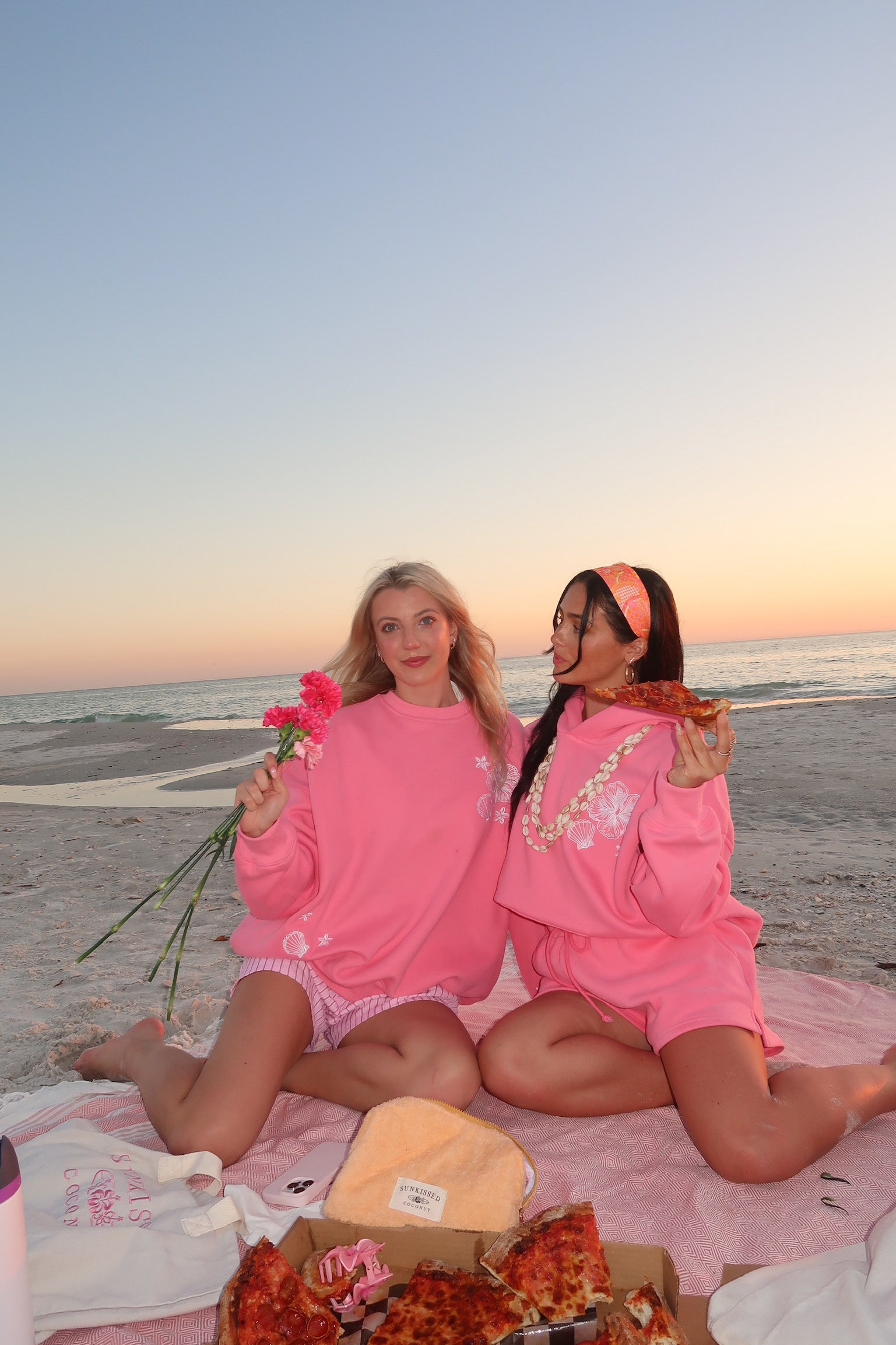 Hibiscus Pink Tropical Embroider Hoodie