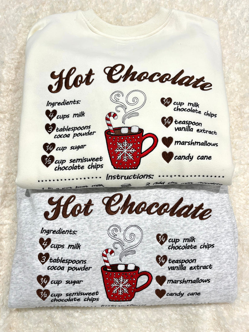 Hot Chocolate Recipe Christmas Embroider Sweatshirt