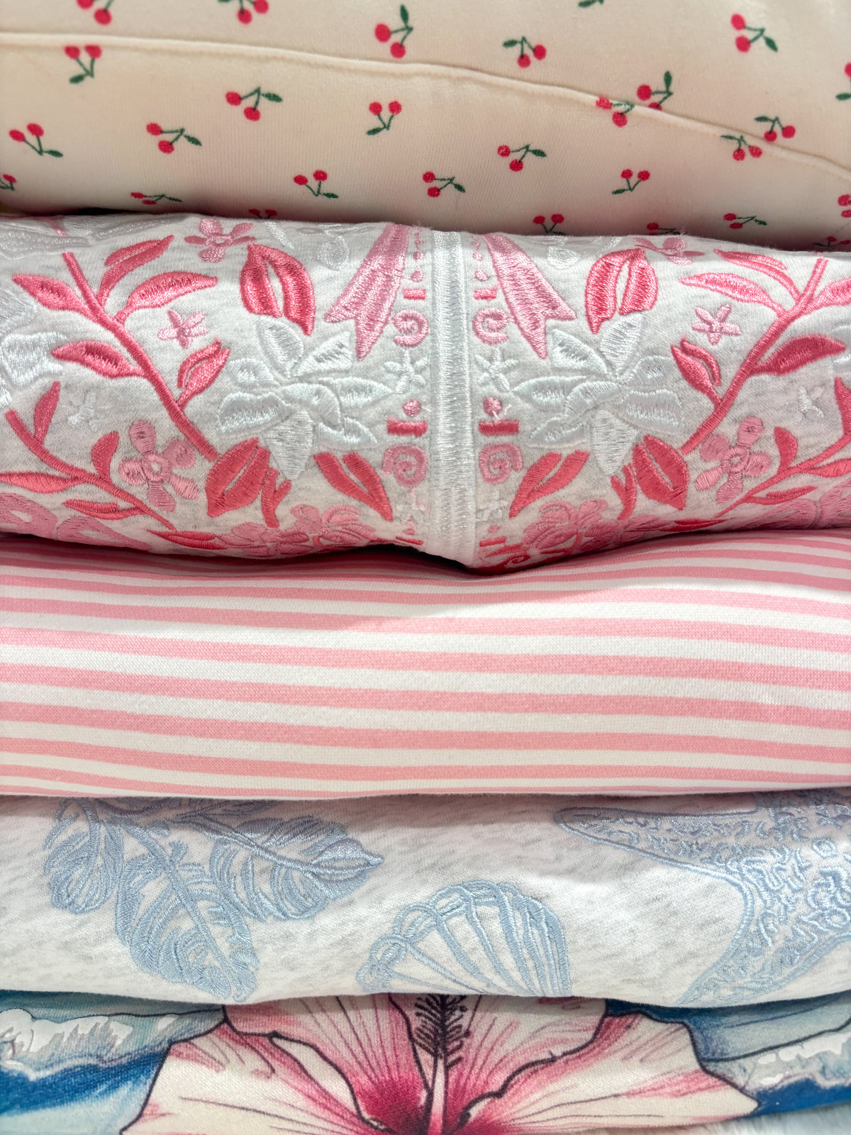 Light Pink and White Big Striped Mockneck Sweatshirt