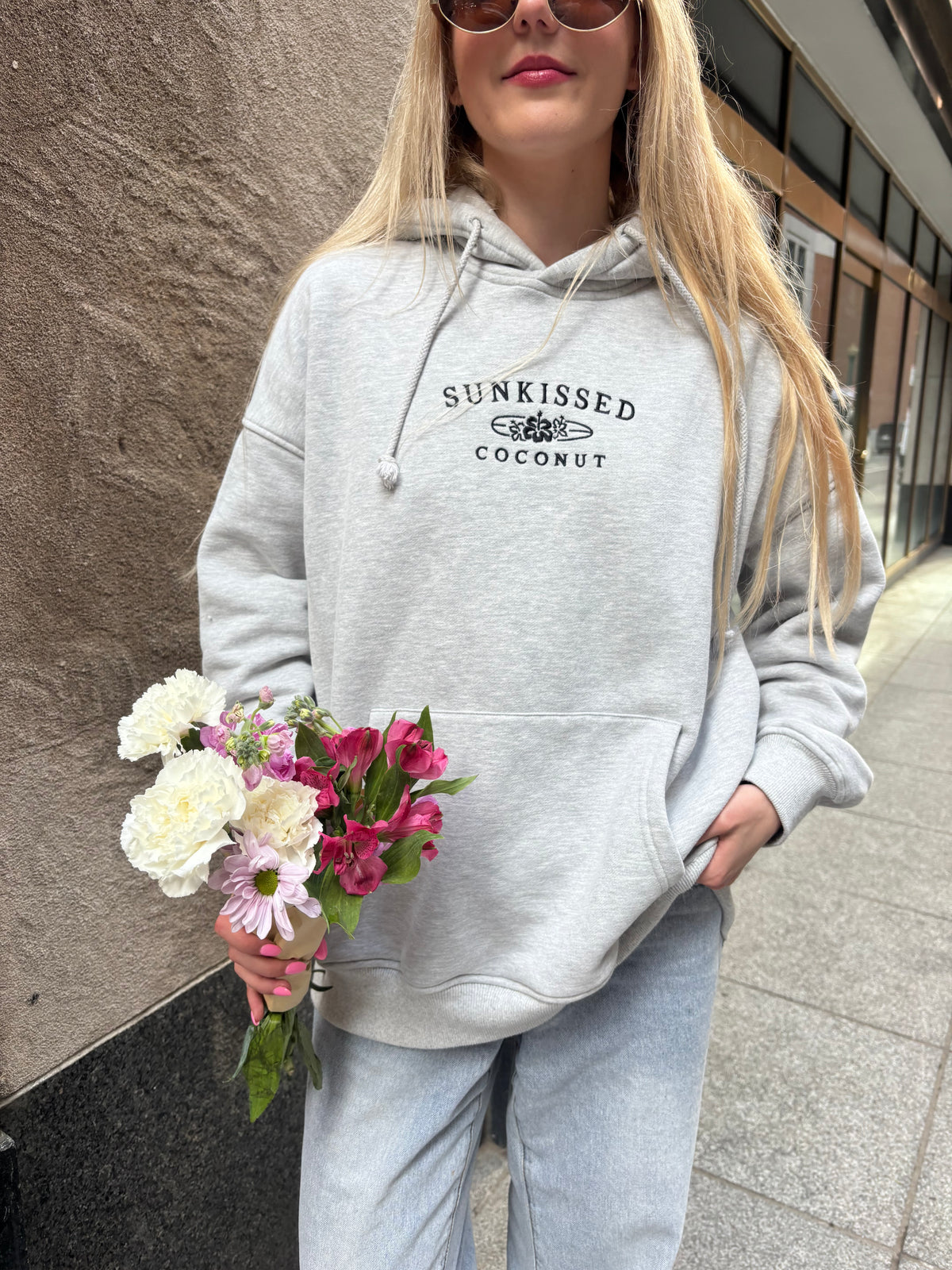 Afternoon Grey Sunkissedcoconut Logo Embroider Hoodie