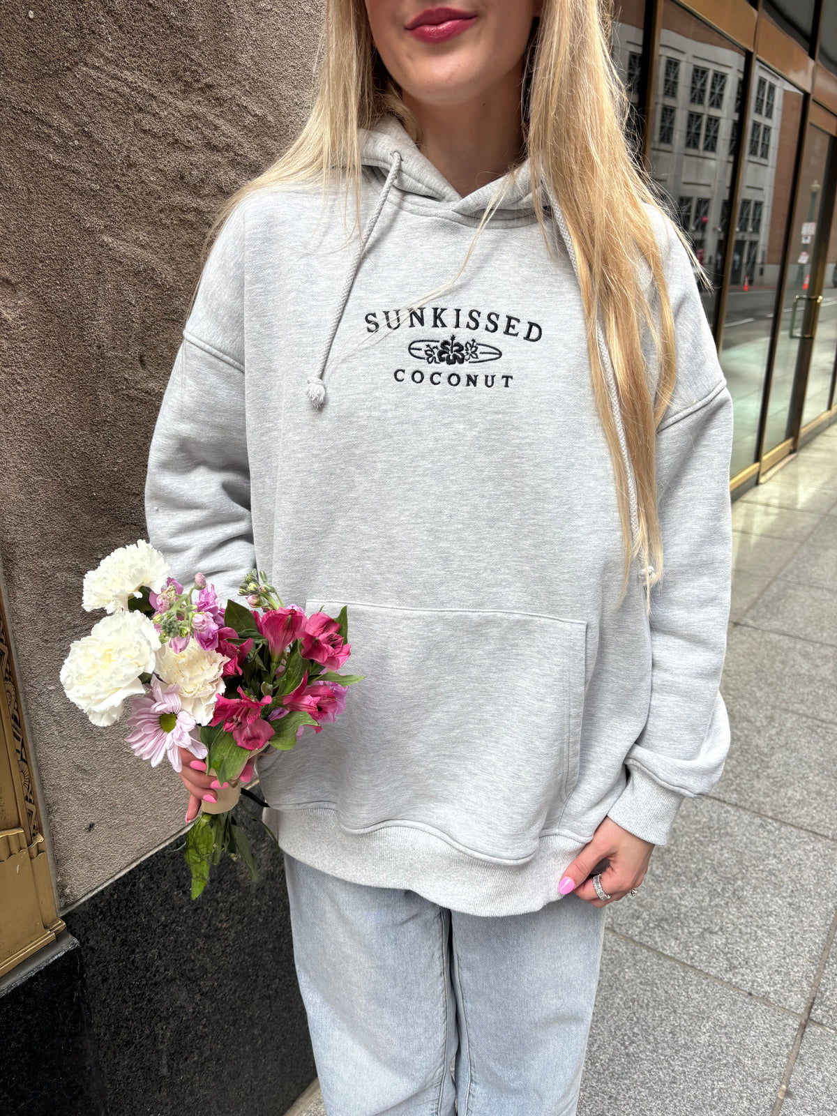 Afternoon Grey Sunkissedcoconut Logo Embroider Hoodie
