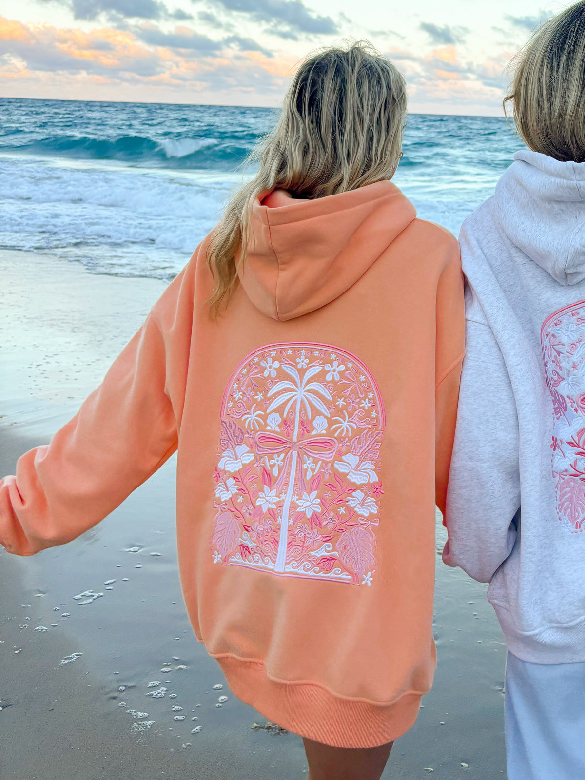 Sherbet Orange Tropical Palms Hoodie