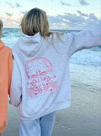 Pearl Grey Tropical Palms Hoodie