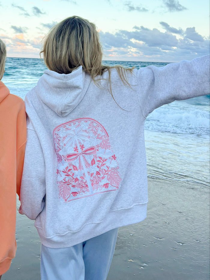 Pearl Grey Tropical Palms Hoodie