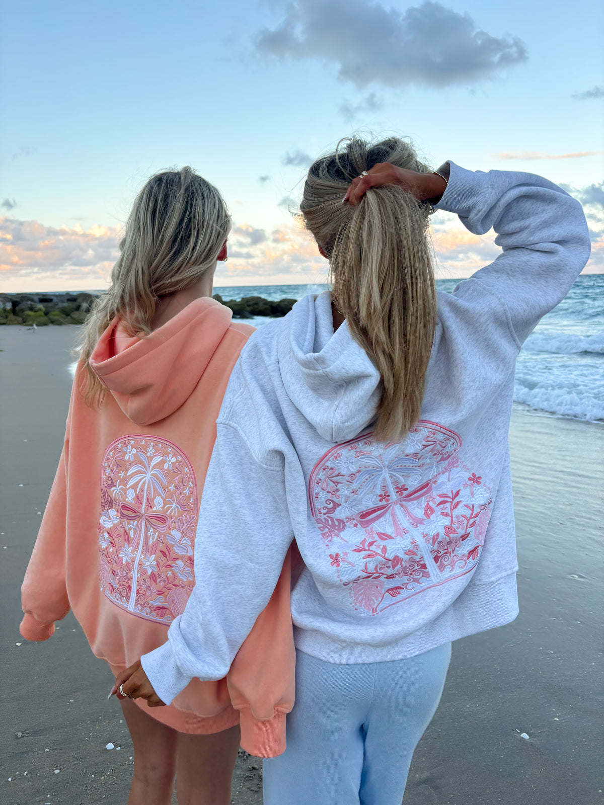 Sherbet Orange Tropical Palms Hoodie