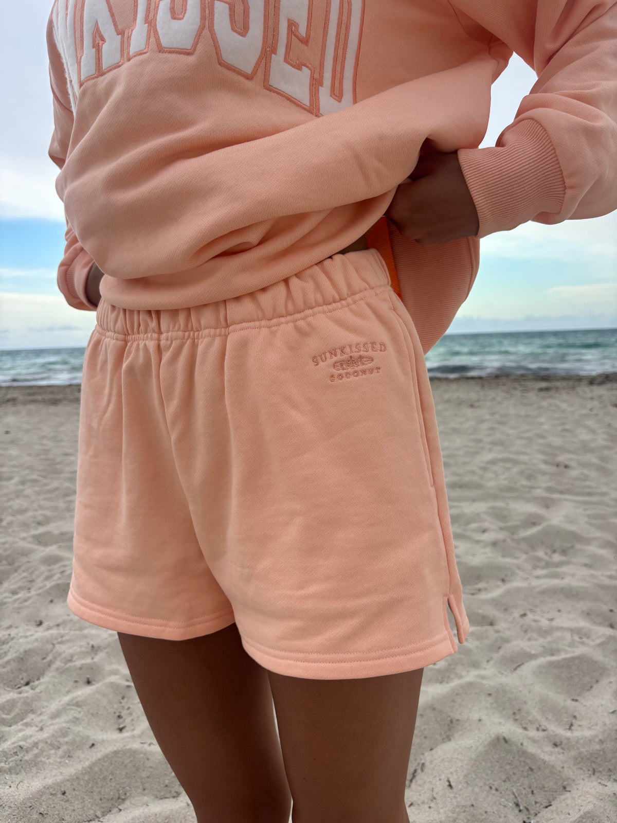 Sunkissedcoconut Embroidered Sweat Shorts 100% Cotton