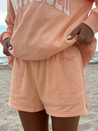 Papaya Orange Embroidered Sweat Shorts 100% Cotton