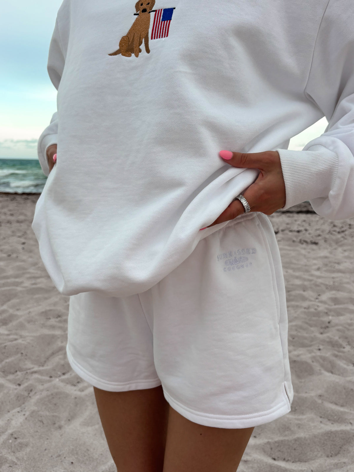 Sunkissedcoconut Embroidered Sweat Shorts 100% Cotton