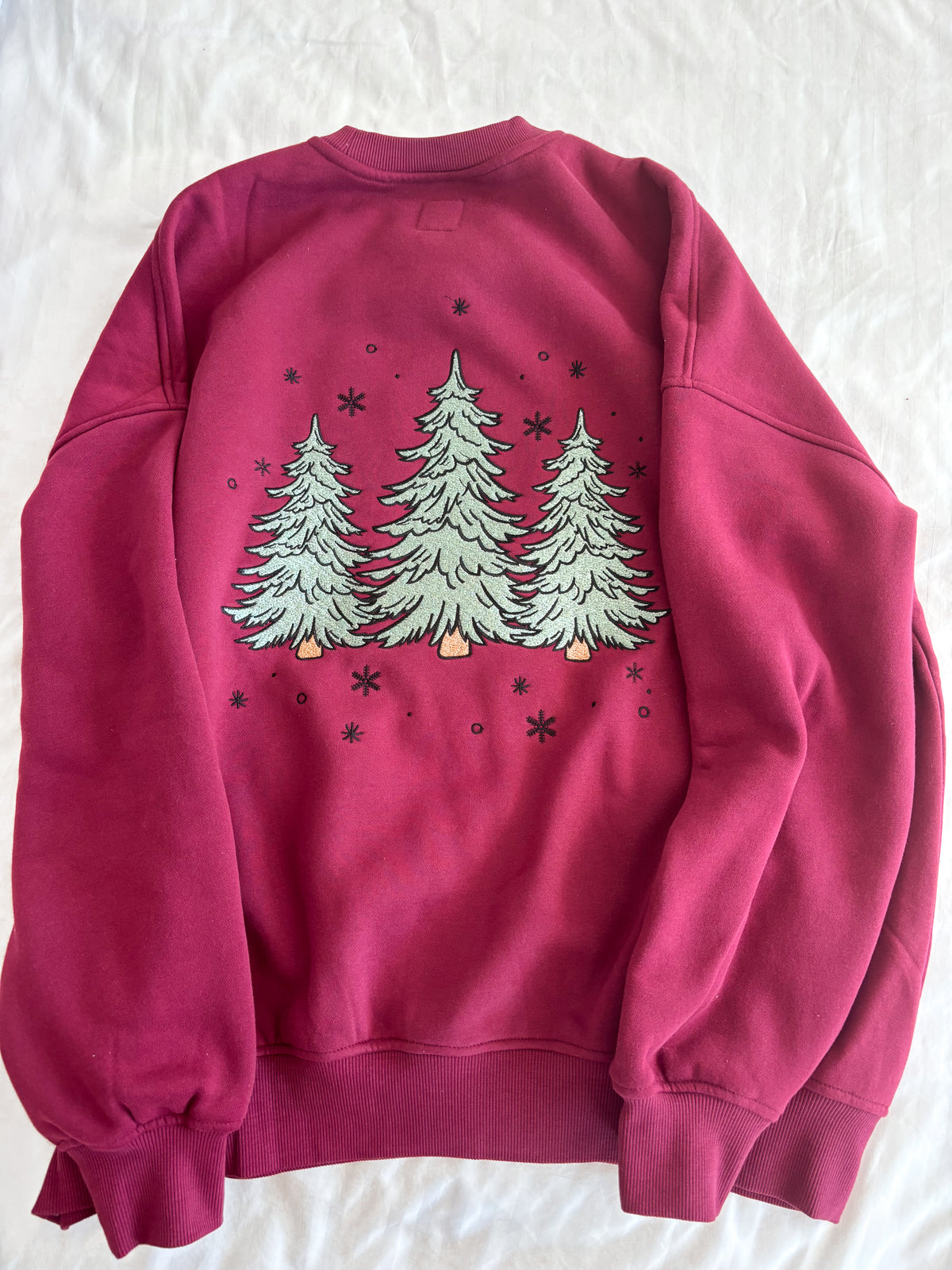 Vintage Red Christmas Tree Embroider Sweatshirt