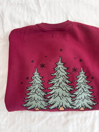Vintage Red Christmas Tree Embroider Sweatshirt