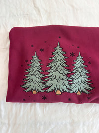Vintage Red Christmas Tree Embroider Sweatshirt