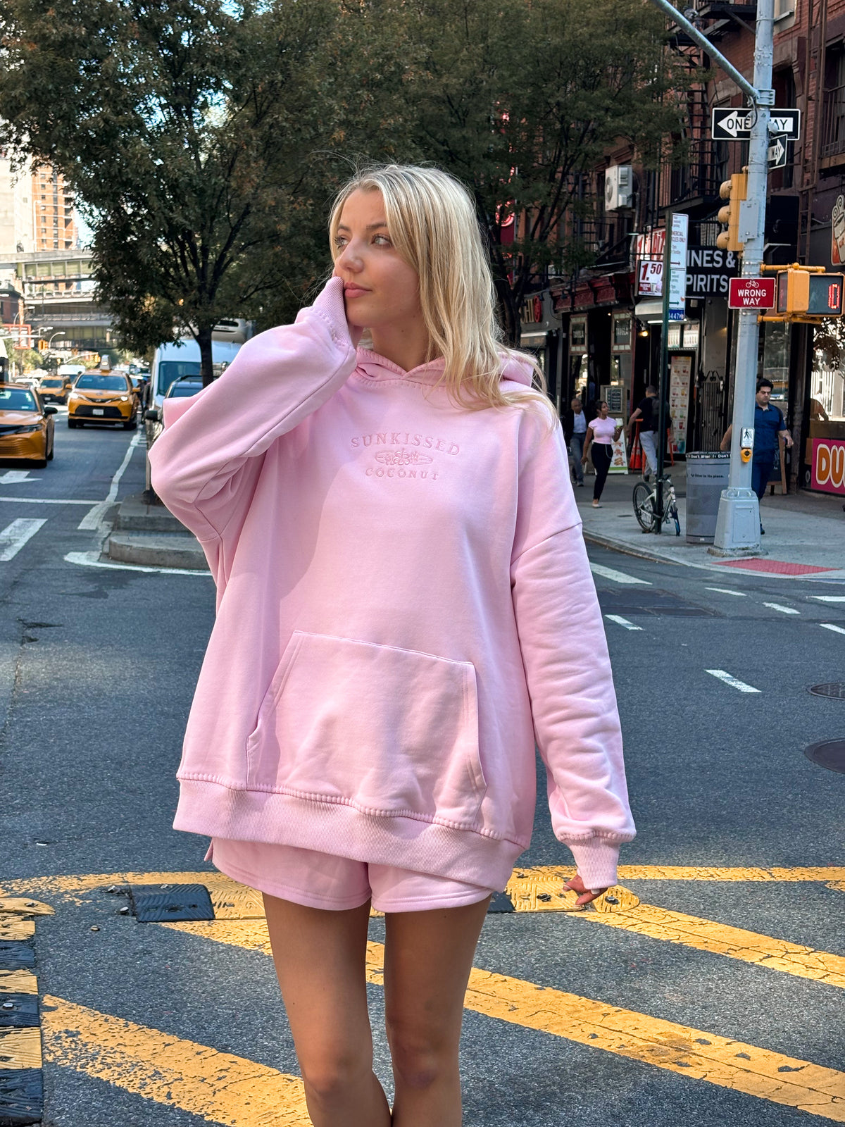 Light Pastel Magenta Stitched Sunkissedcoconut Logo Hoodie 100% Cotton