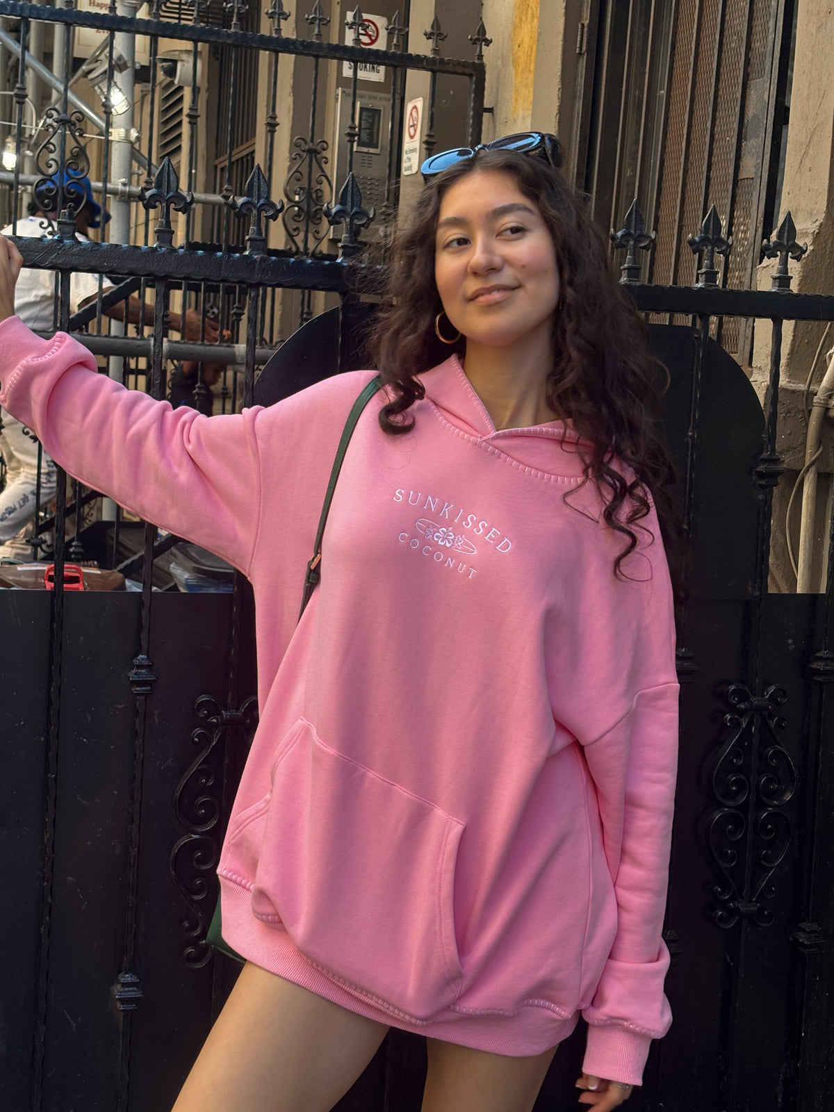 Cotton Candy Stitched Sunkissedcoconut Logo Hoodie 100% Cotton