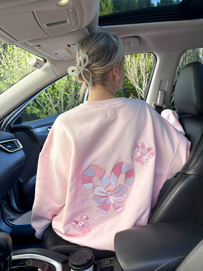 Light Pink Candy Cane Wonderland Sweatshirt