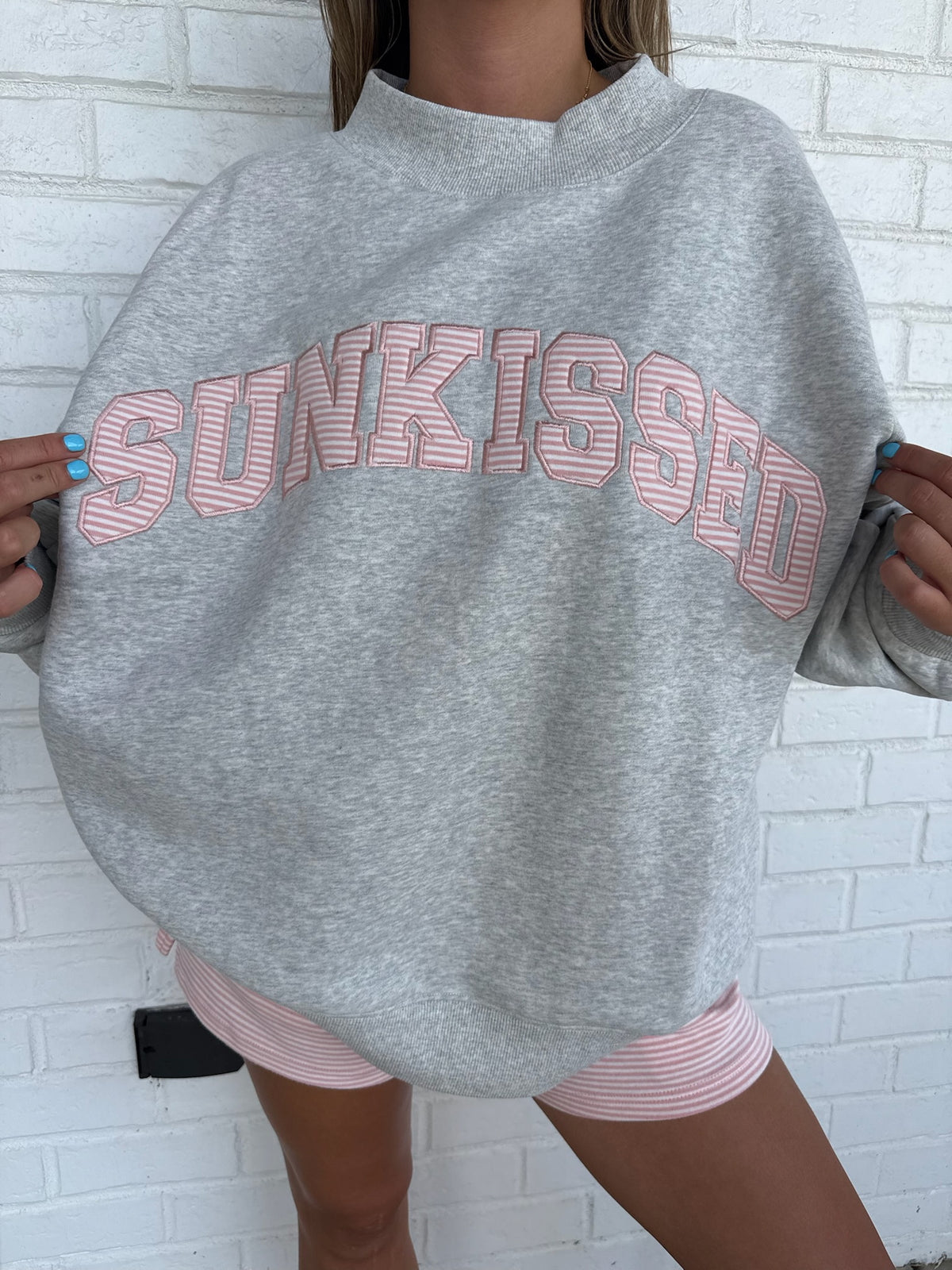 Sunkissed Striped Soft Touch Mockneck Sweatshirt