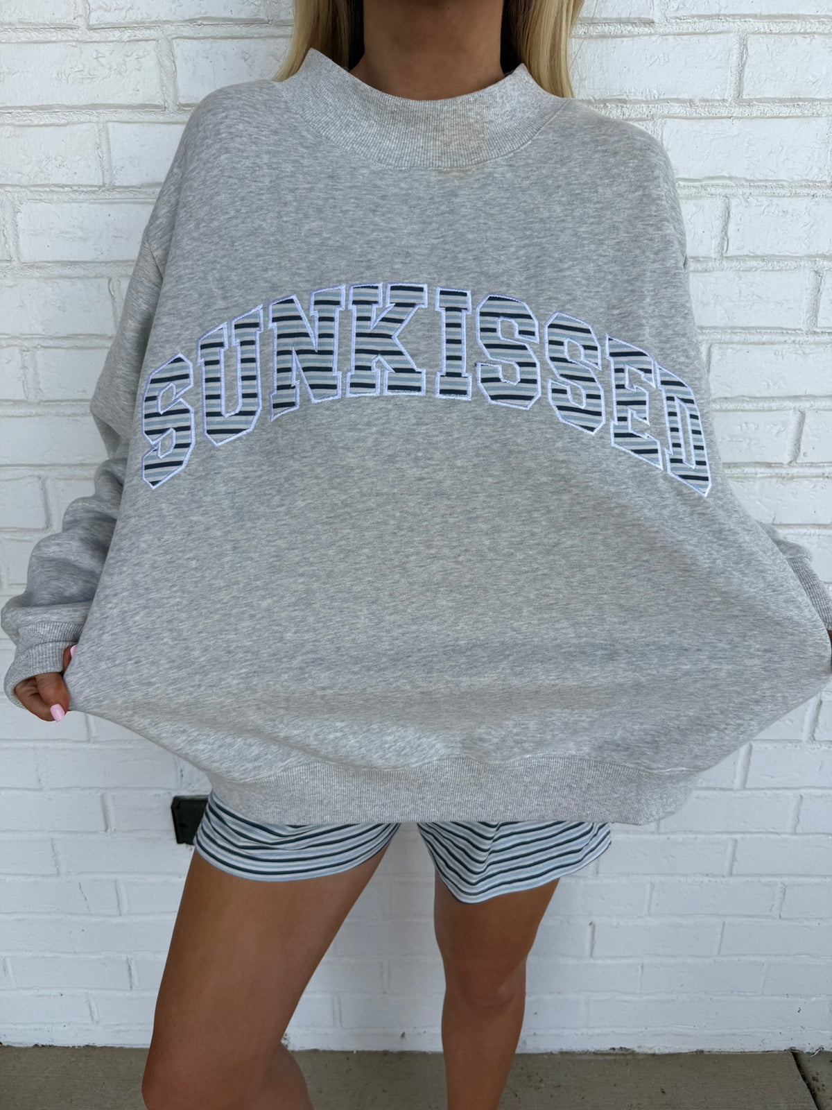 Sunkissed Striped Soft Touch Mockneck Sweatshirt