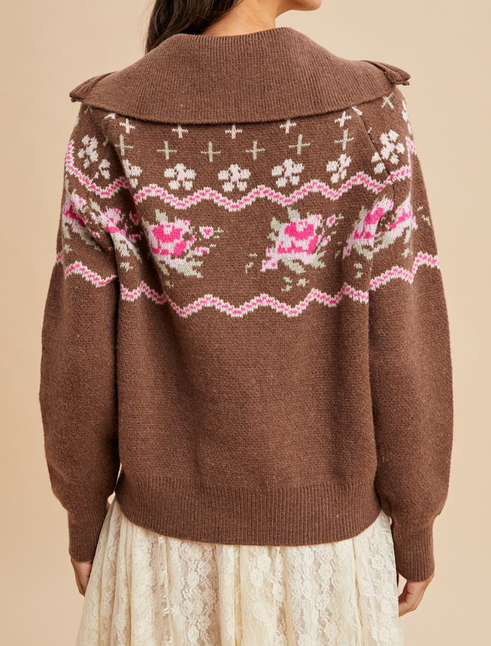 Chestnut Ginger Snap Quarter Zip Sweater