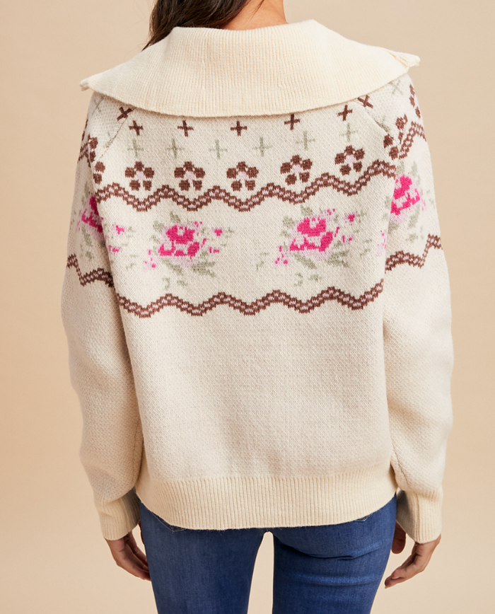 Creme Ginger Snap Quarter Zip Sweater