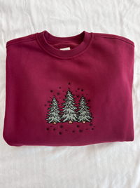 Vintage Red Christmas Tree Embroider Sweatshirt