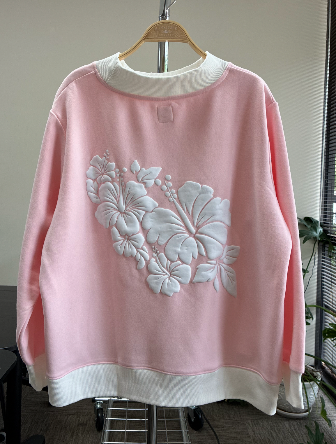 Pink Cabana Puff Print Mockneck Sweatshirt