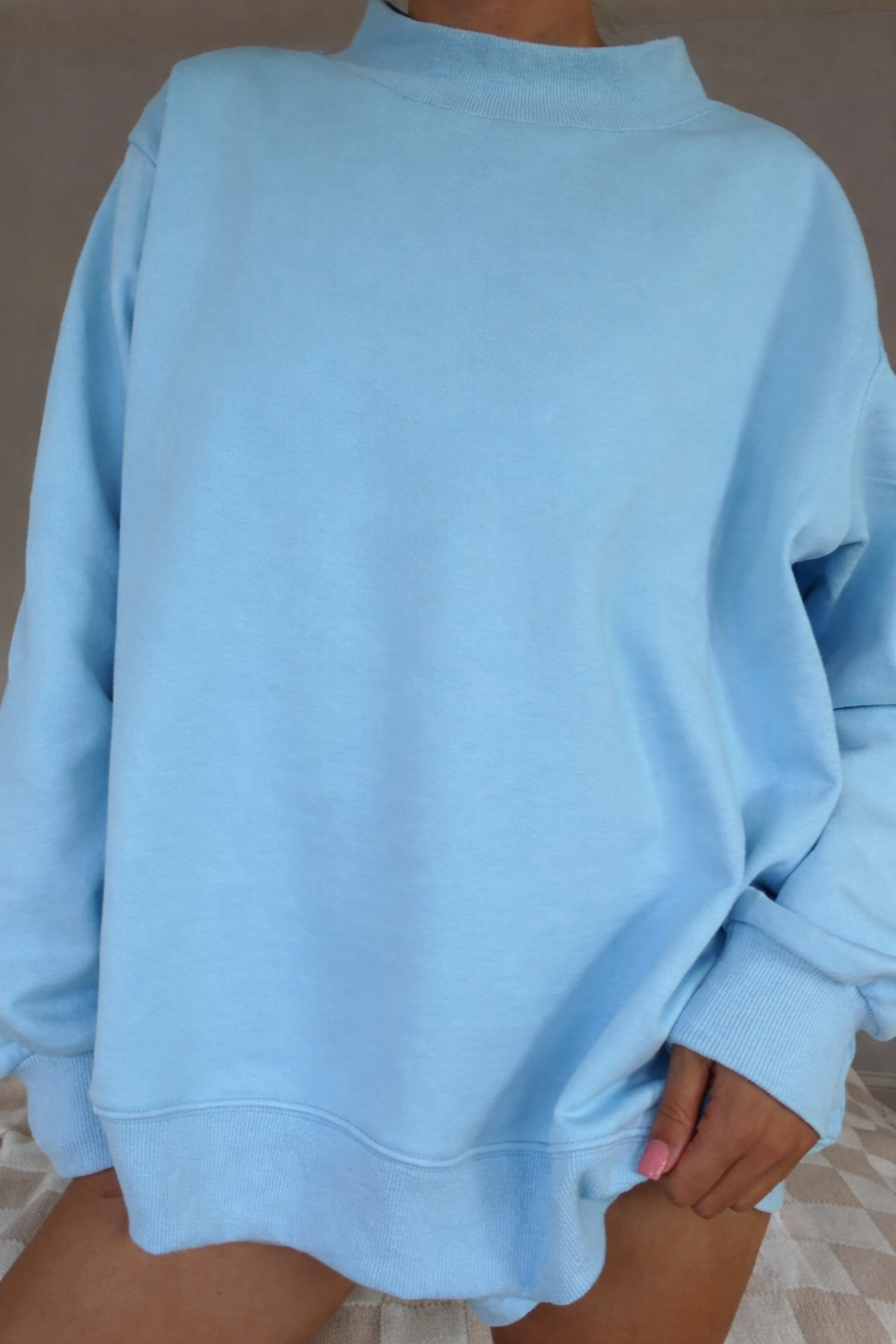 Blank Mockneck Oversized Sweatshirt 100% Cotton