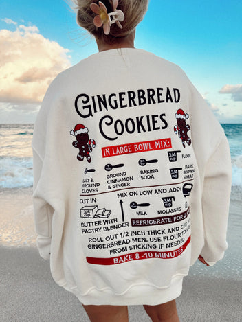 IVORY GINGERBREAD RECIPE CHRISTMAS EMBROIDER SWEATSHIRT