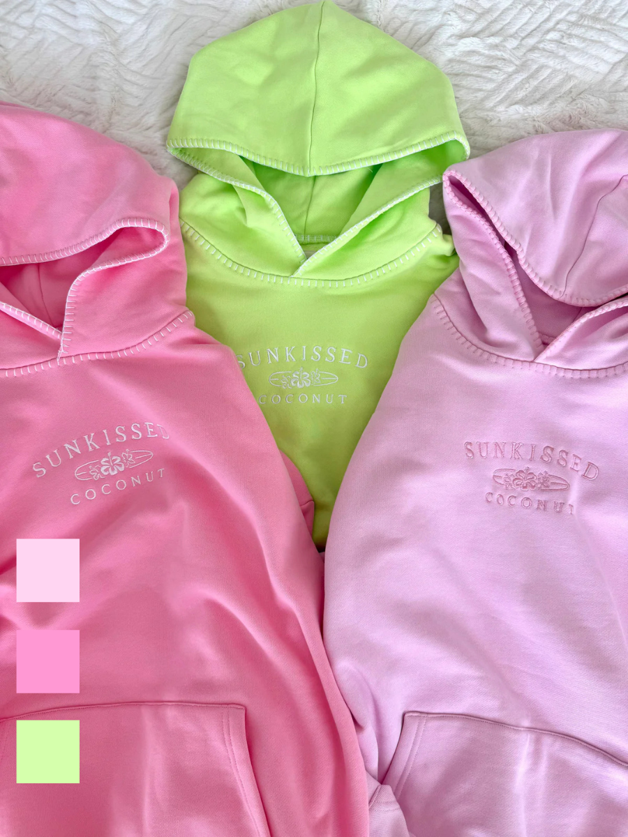 Stitched Sunkissedcoconut Embroidered Oversized Hoodie 100% Cotton