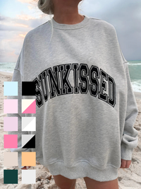 Sunkissed Collegiate Embroider Oversized Crewneck Sweatshirt