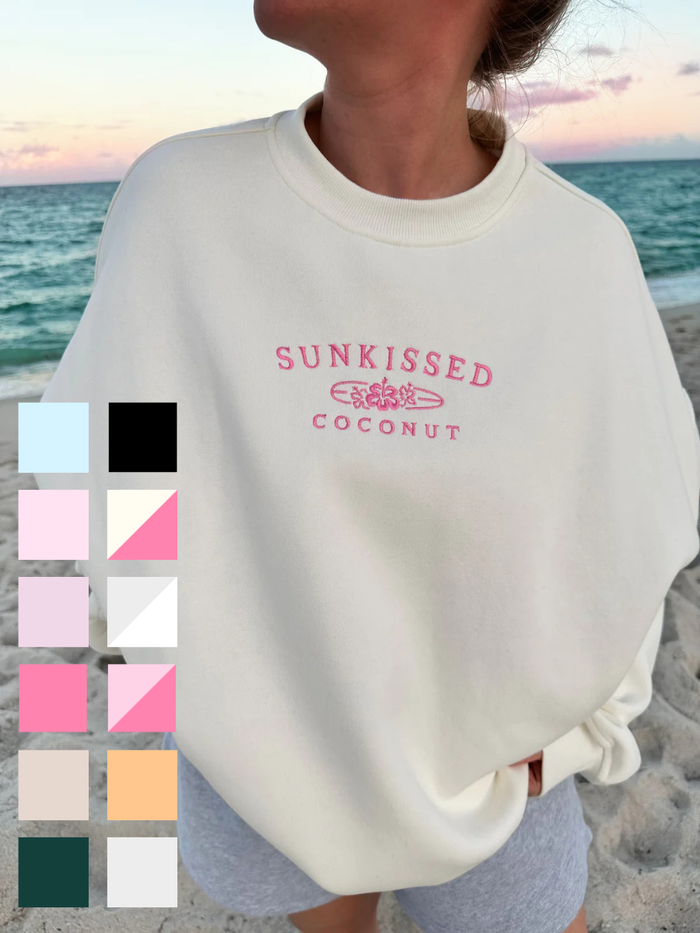 Sunkissedcoconut Embroider Oversized Crewneck Sweatshirt