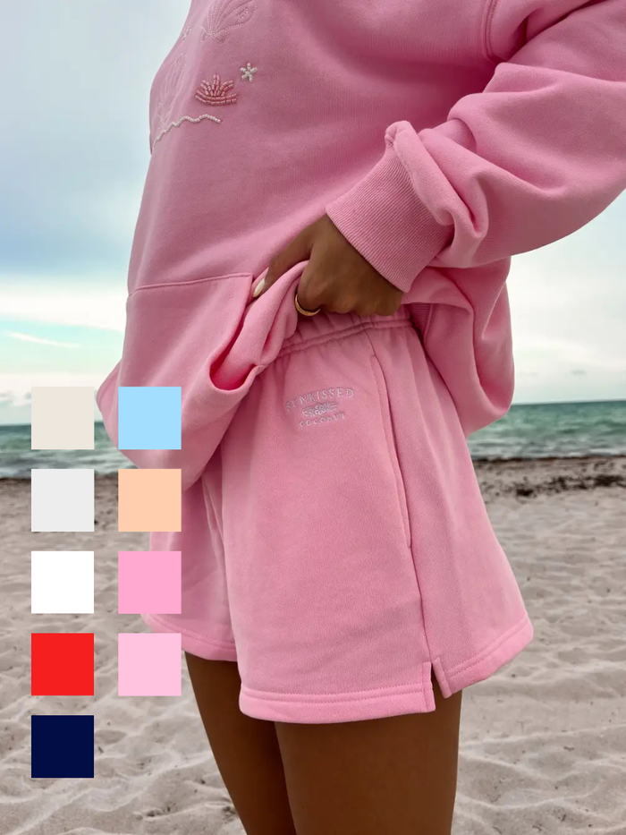 Sunkissedcoconut Embroidered Sweat Shorts 100% Cotton