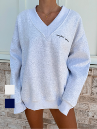 Newport Summer Embroider V-Neck Sweatshirt