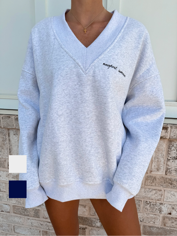 Newport Summer Embroider V-Neck Sweatshirt
