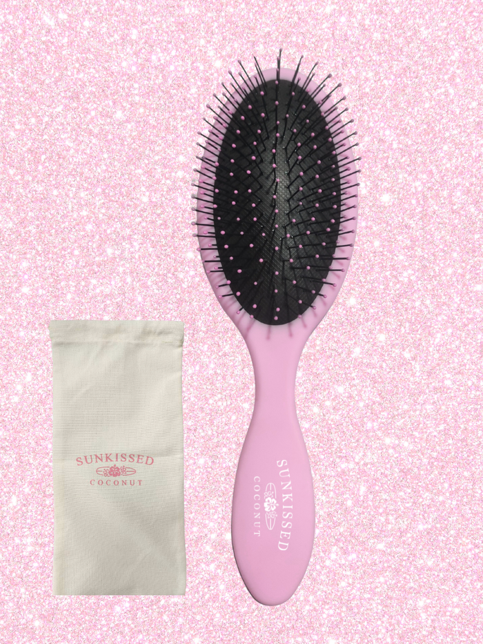 Pink Sunkissedcoconut Hairbrush With Travel Pouch