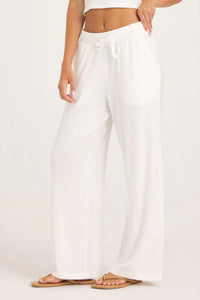 Solid Hacci Wide Leg Pant - Bone