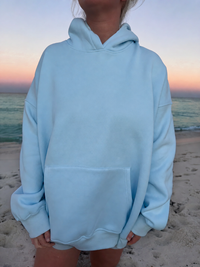 Icy Blue Basic Blank Hoodie