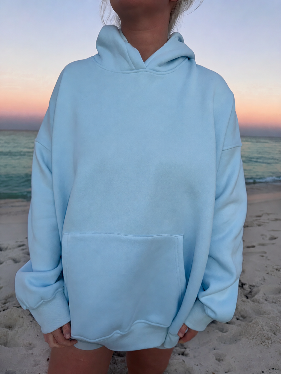 Icy Blue Basic Blank Hoodie